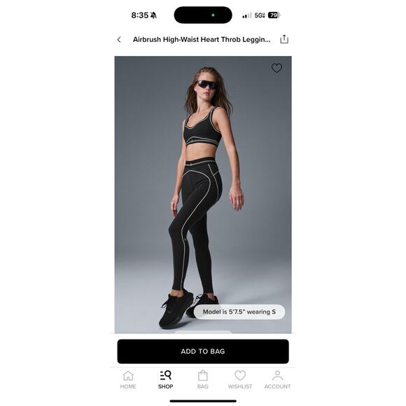 NWT Alo Airbrush High-Waist Heart Throb Legging Full Length Size M Black/White - Picture 2 of 7